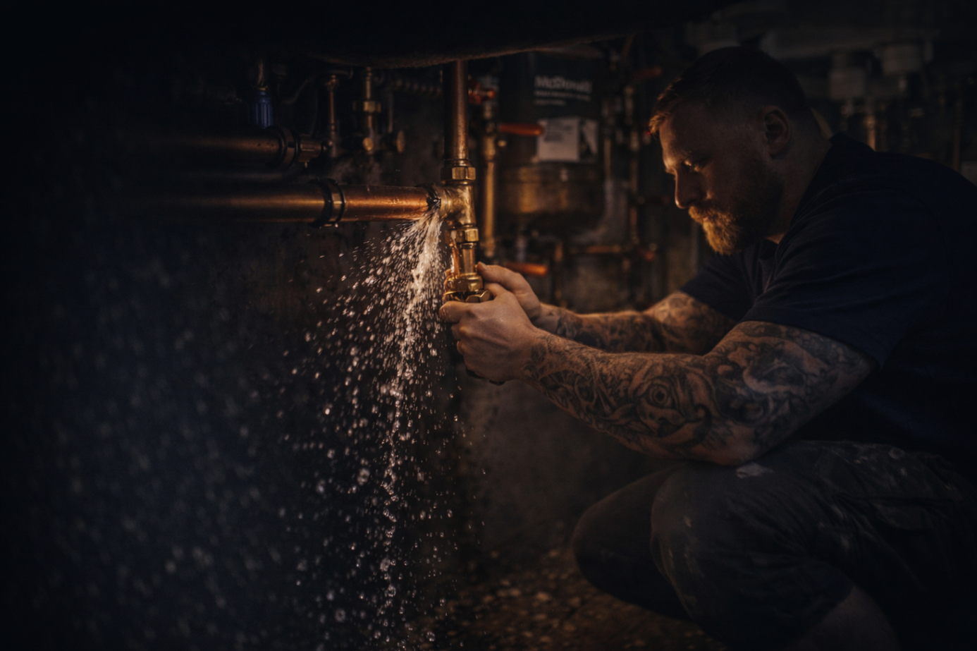Frank repairing a leaking pipe in an Essex home